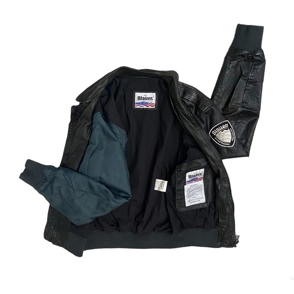 VINTAGE BLAUER Leather Police Jacket Motorcycle Cop - Picture 9 of 10